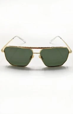 Billini/Banbe - B-1007-The Huntington - 61821 BANBE - The Huntington Sunglasses - Gold/Green
