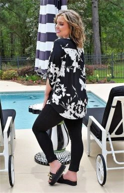 Heimish - BL-ST1002-67 - 41922 Keep Looking Floral Top - Black