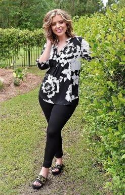 Heimish - BL-ST1002-67 - 41922 Keep Looking Floral Top - Black