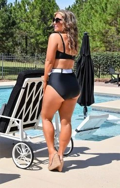 Unique Vintage - CZ197 - 33022 Make A Splash Bikini Top - Black/White SWIMWEAR