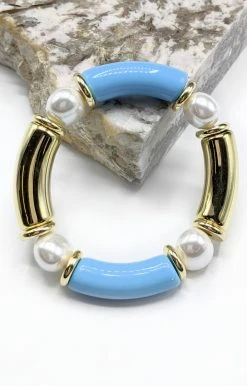 What's Hot - B-1326-BL - 32322 So Thankful Bracelet - Blue/Gold Accessories