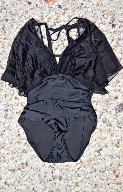 Unique Vintage - CZ151 - 33022 Secret Vacation One Piece Swimsuit - Black SWIMWEAR