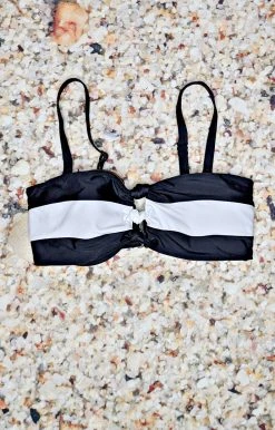 Unique Vintage - CZ197 - 33022 Make A Splash Bikini Top - Black/White SWIMWEAR