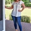 Hailey & Co - IT6294A - 63022 Invested In You Embroidered Top - Ivory