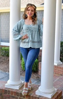 143 Story - ITM8089 - 32522 Making Connections Top - Dusty Mint TOPS