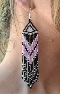 Beaded Corner - E-60-SB-21 - 7222 Near To You Earrings - Black/Pink Accessories