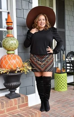 Andree - 64044-PP - 10821 Feeling It Embroidered Skirt - Black