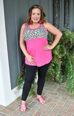 Heimish - BL-ST2401-10 - 31122 TOPS Feeling Like Forever Colorblock Top - Leopard/Fuchsia