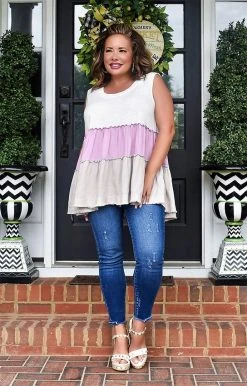 White Birch - T23553XL - 52922 Story Of Us Colorblock Top