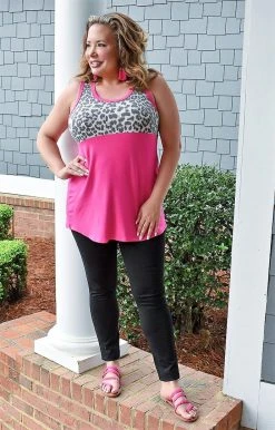 Heimish - BL-ST2401-10 - 31122 TOPS Feeling Like Forever Colorblock Top - Leopard/Fuchsia