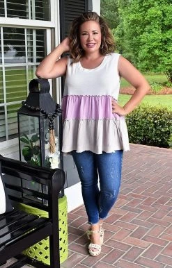 White Birch - T23553XL - 52922 Story Of Us Colorblock Top