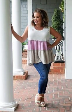 White Birch - T23553XL - 52922 Story Of Us Colorblock Top