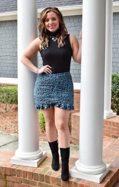 TCEC - CS3441 - 21222 Without Care Leopard Skirt - Blue BOTTOMS