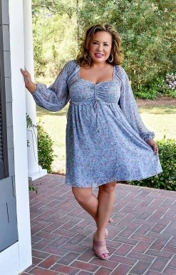 143 Story - IDM8090A-PP - 32922 Feeling So Special Floral Dress - Blue DRESSES