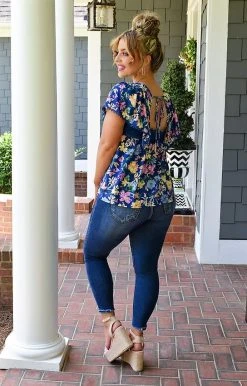 Andree - 18636-1-PP - 5822 A Pretty Sight Floral Top - Blue/Multi TOPS