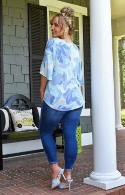 Andree - 18950-3-PP - 51122 TOPS Burst Of Happiness Print Top - Blue