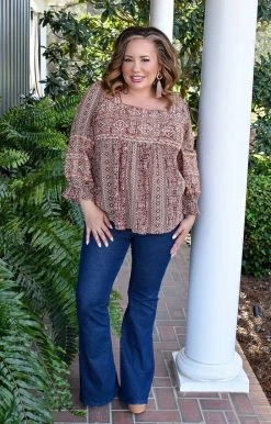 Andree - 19485-1 - 12522 Chasing Reality Embroidered Top - Wine