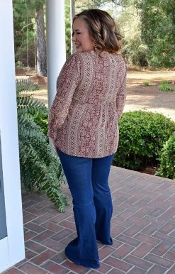 Andree - 19485-1 - 12522 Chasing Reality Embroidered Top - Wine