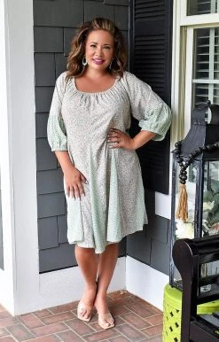 Davi & Dani - DD10647PER - 52722 Take A Picture Floral Dress - Pastel Green