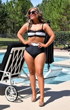 Unique Vintage - CZ158 - 33022 SWIMWEAR Make A Splash Bikini Bottom Black/White