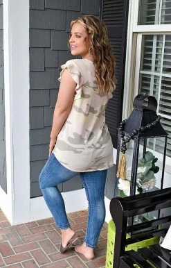 Heimish - BL-ST1596-22 - 31722 Storied Past Camo Top - Pink/Taupe TOPS