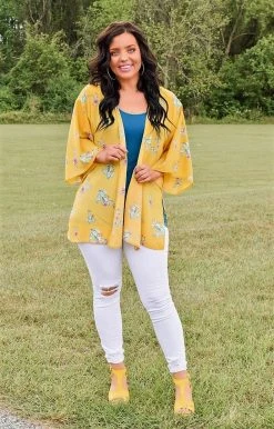 Vision - T1787-8PP - 41721 Don't Be Prickly Print Kimono/Cover Up - Yellow