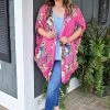 Umgee - A4247 - 31122 TOPS Delicate Dreams Floral Kimono - Hot Pink