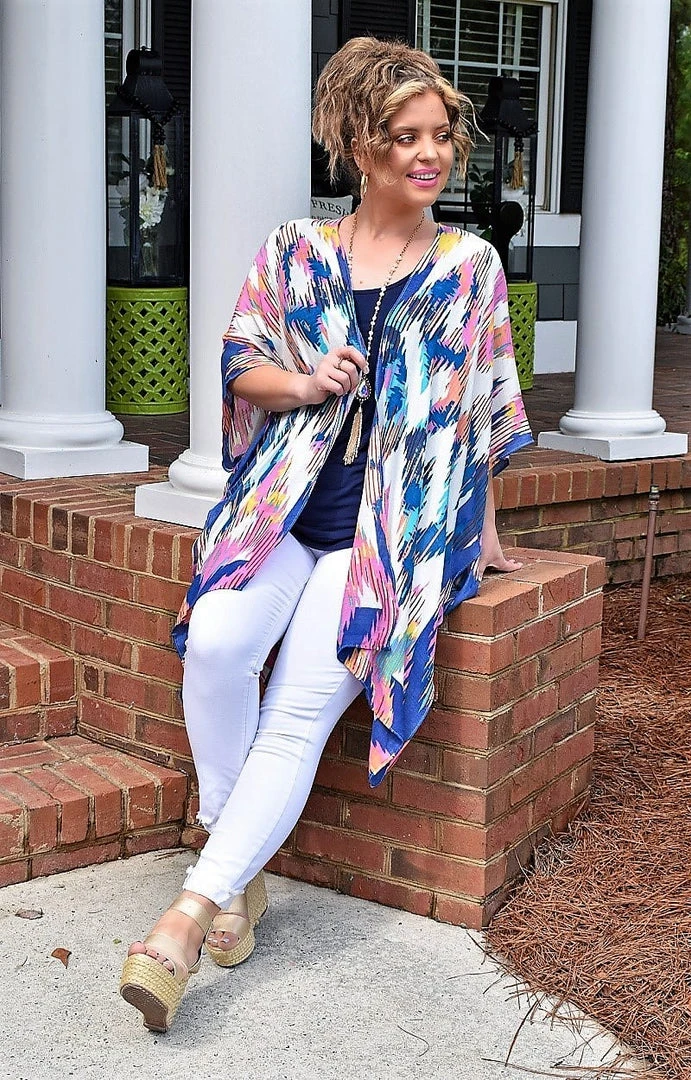 Janice Wholesale - JP2222-MLT - 41222 Sights Set On You Print Kimono SWIMWEAR