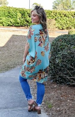 Umgee - A4247 - 3122 Delicate Dreams Floral Kimono - Mint