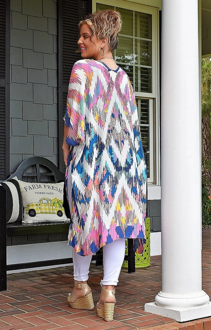 Janice Wholesale - JP2222-MLT - 41222 Sights Set On You Print Kimono SWIMWEAR