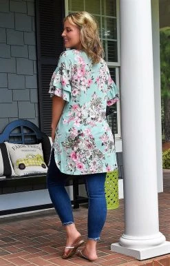 Heimish - SJ1088-10 - 72322 Let's Meet Later Floral Kimono - Mint