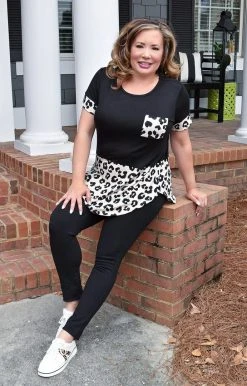 Heimish - BL-ST2403-10 - 22222 TOPS Don't Overthink It Colorblock Top - Black/Leopard