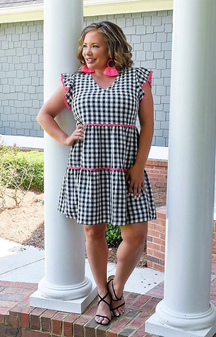 Andree - 94366-1 - 5422 Win Her Heart Plaid Dress - Black/White