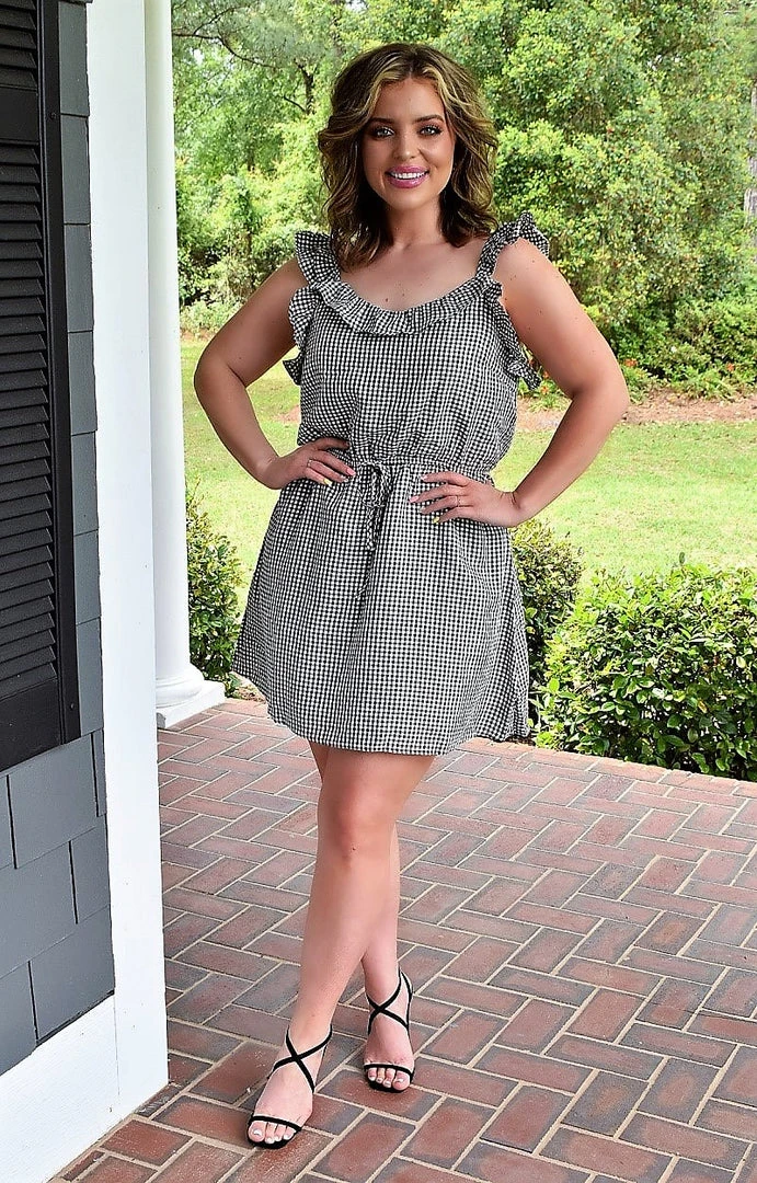 Andree - 94873 - 41922 Forever Young Gingham Dress - Black/White