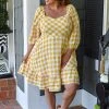 Davi & Dani - JD17066PER - 51922 DRESSES All The Buzz Gingham Dress - Honey