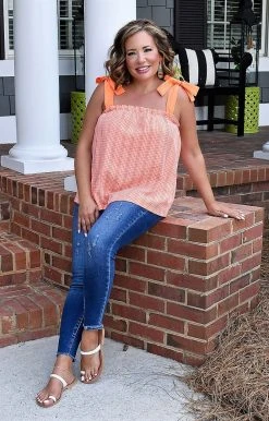 Staccato - 18506A-PP - 22322 Stolen Kisses Gingham Top - Orange TOPS