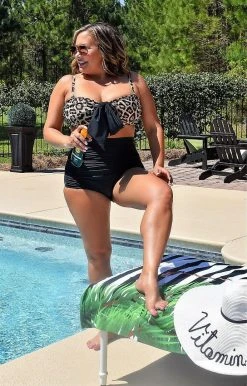 Unique Vintage - CZ002B - 33022 Off To Cabo Bikini Bottom - Black SWIMWEAR