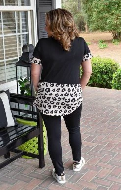 Heimish - BL-ST2403-10 - 22222 TOPS Don't Overthink It Colorblock Top - Black/Leopard