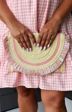 Avenue Zoe - AZCB261005 - 61722 Breathless Moments Clutch - Natural/Pink Accessories