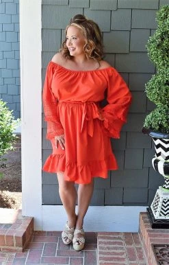 JNNA - JD08623PER - 51822 DRESSES Sweeter With Time Dress - Red Orange