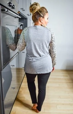Southern Grace - 6159E - 101820 Cozy Leopard Print Pullover - Gray Graphic Tees
