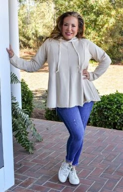 ODDI - IT14443 - 11822 Solid Dresses Here For The Fun Pullover - Oatmeal