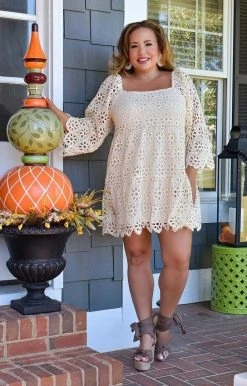 Flying Tomato - LD1341-PP - 102021 DRESSES Hold My Hand Floral Eyelet Dress - Cream