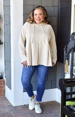 ODDI - IT14443 - 11822 Solid Dresses Here For The Fun Pullover - Oatmeal