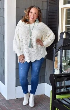 Andree - 15923-4 - 11922 Crush On You Oversized Sweater - Ivory TOPS