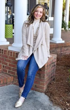 HeySon - ESW1046PD - 12122 Hearts Aflutter Cardigan - Taupe