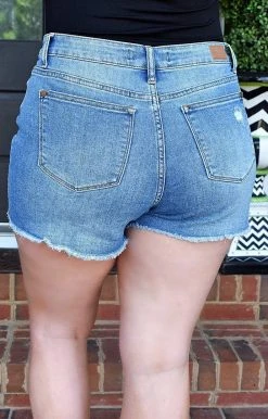 Judy Blue - 150059 - 5422 BOTTOMS JUDY BLUE - High Waist Distressed Denim Shorts