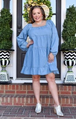 ODDI - ID12413 Delicate Beauty Chambray Dress DRESSES