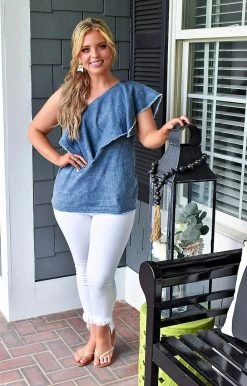 ODDI - IT1489-3 - 7822 TOPS Seeking Attention Denim Top