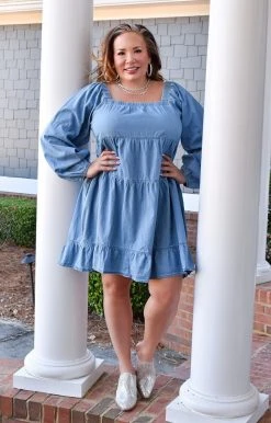 ODDI - ID12413 Delicate Beauty Chambray Dress DRESSES